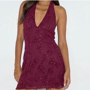 NWOT Codami Halter Sequin mini dress burgundy.